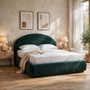 Lexo King Platform Bed | Arch Headboard | Emerald Green Chenille Upholstery