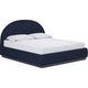 Lexo Queen Platform Bed | Arch Headboard | Blue Jeans Chenille Upholstery