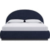 Lexo Queen Platform Bed | Arch Headboard | Blue Jeans Chenille Upholstery
