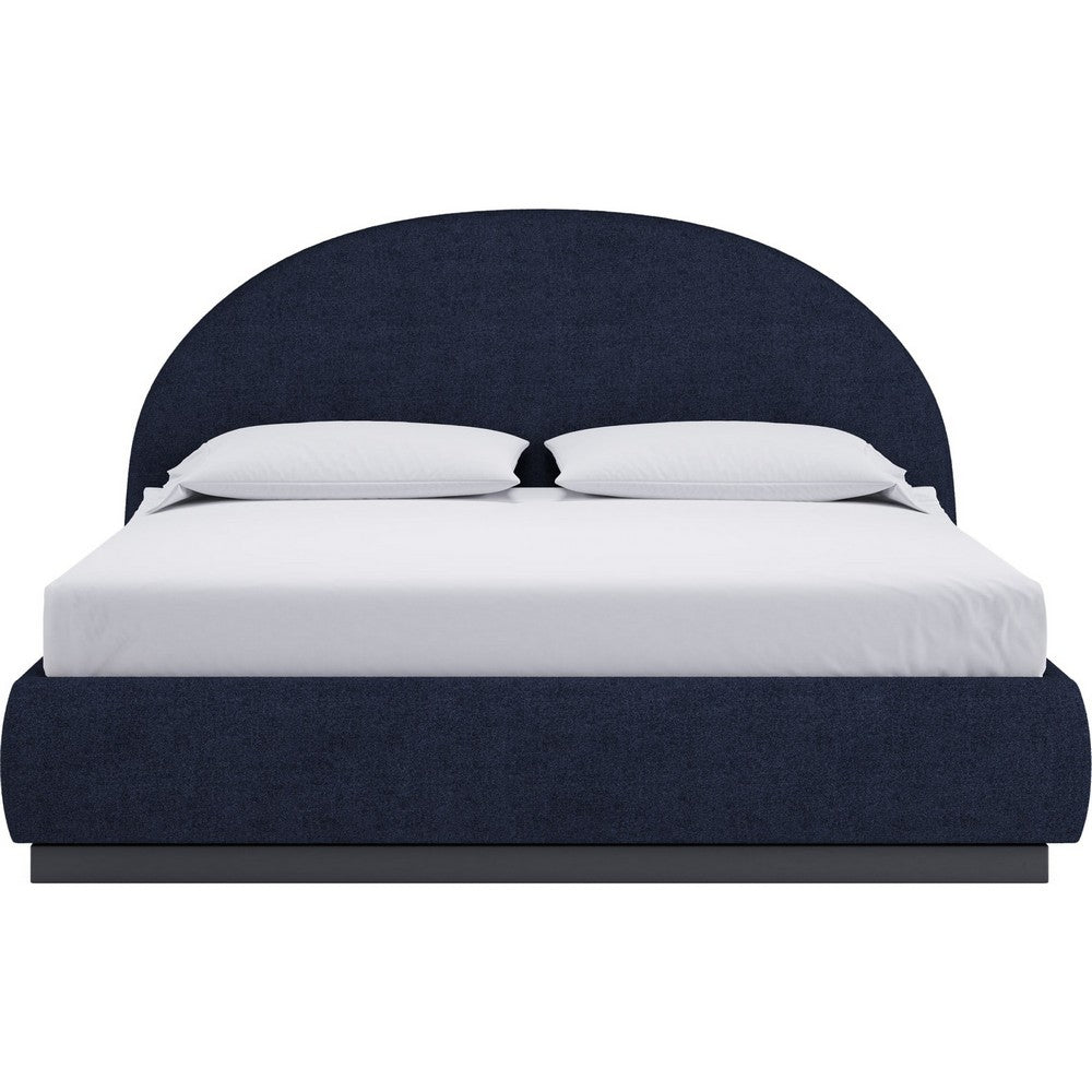 Lexo Queen Platform Bed | Arch Headboard | Blue Jeans Chenille Upholstery