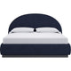 Lexo Queen Platform Bed | Arch Headboard | Blue Jeans Chenille Upholstery