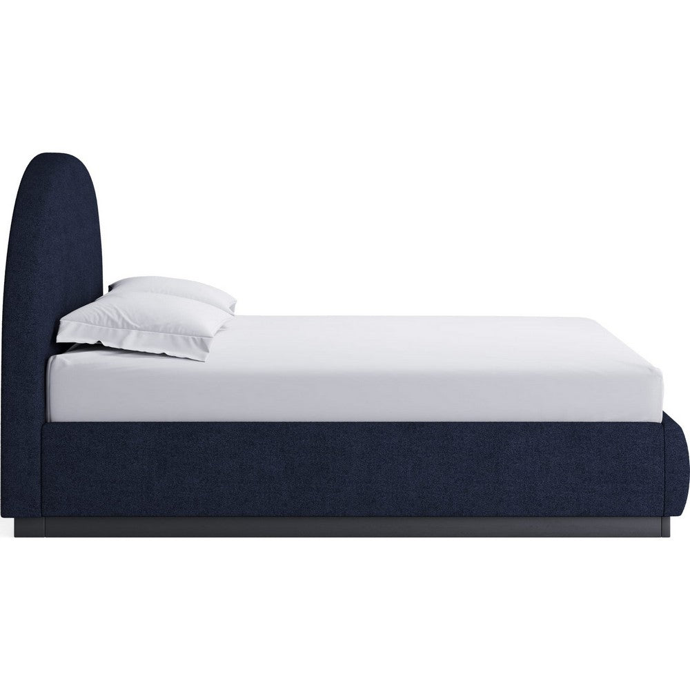Lexo Queen Platform Bed | Arch Headboard | Blue Jeans Chenille Upholstery