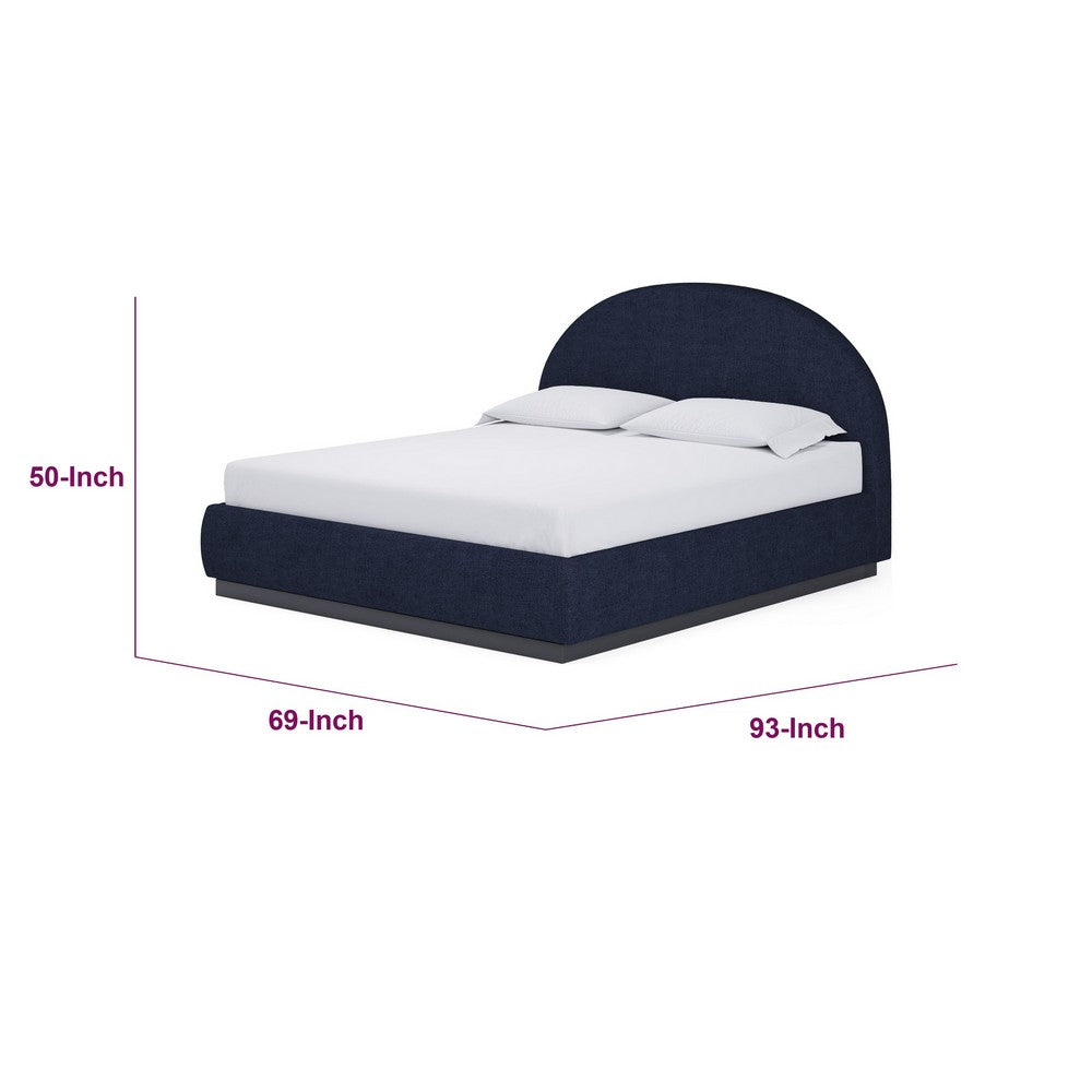Lexo Queen Platform Bed | Arch Headboard | Blue Jeans Chenille Upholstery