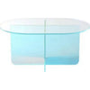 Tira Oval Coffee Table | X Base | Beveled Iridescent Glass 48"