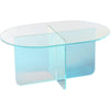 Tira Oval Coffee Table | X Base | Beveled Iridescent Glass 48"