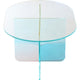Tira Oval Coffee Table | X Base | Beveled Iridescent Glass 48"