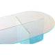 Tira Oval Coffee Table | X Base | Beveled Iridescent Glass 48"