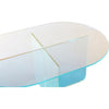 Tira Oval Coffee Table | X Base | Beveled Iridescent Glass 48"
