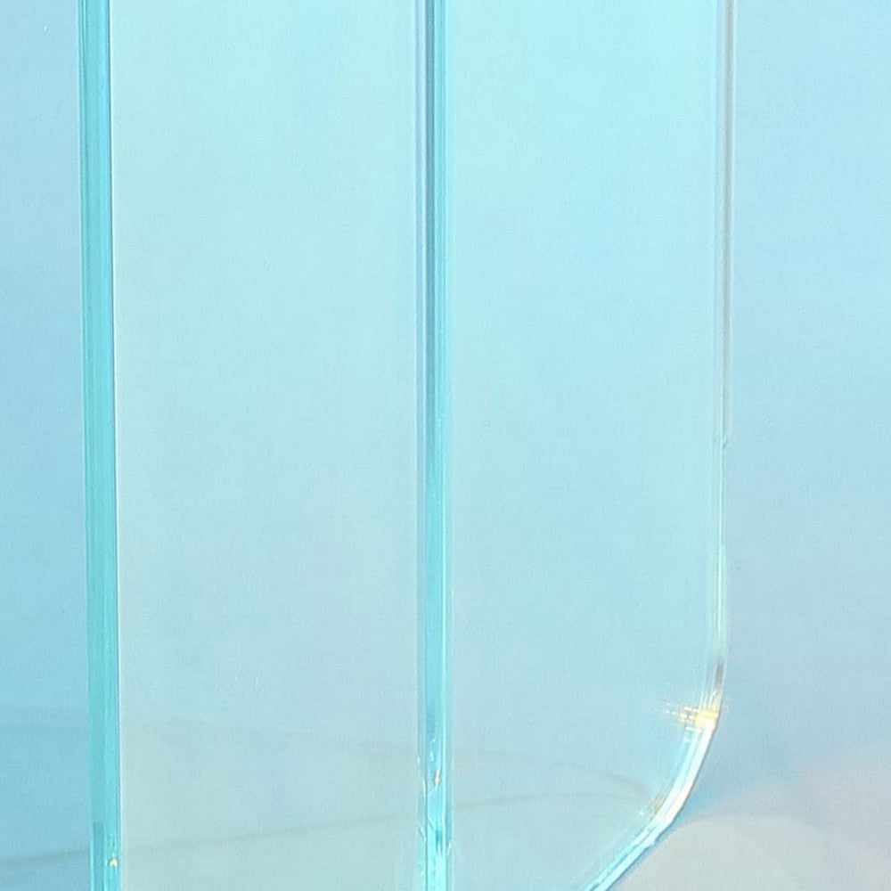 Tira Round Large Side End Table | X Base | Iridescent Glass 22"