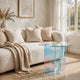 Tira Round Large Side End Table | X Base | Iridescent Glass 22"