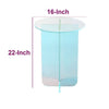 Tira Round Small Side End Table | X Base | Iridescent Glass 16"