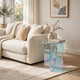 Tira Round Small Side End Table | X Base | Iridescent Glass 16"