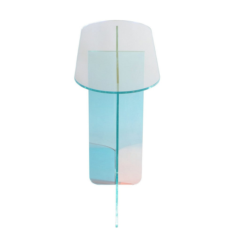 Tira Sofa Console Table | X Base | Beveled Iridescent Glass 42"