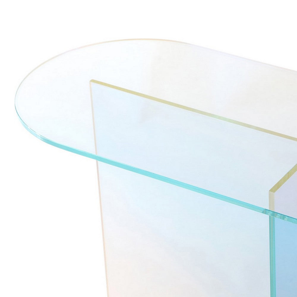 Tira Sofa Console Table | X Base | Beveled Iridescent Glass 42"