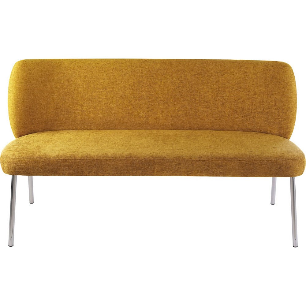 Tira Dining Bench | Foam Seat | Pineapple Yellow Chenille | Chrome 60"