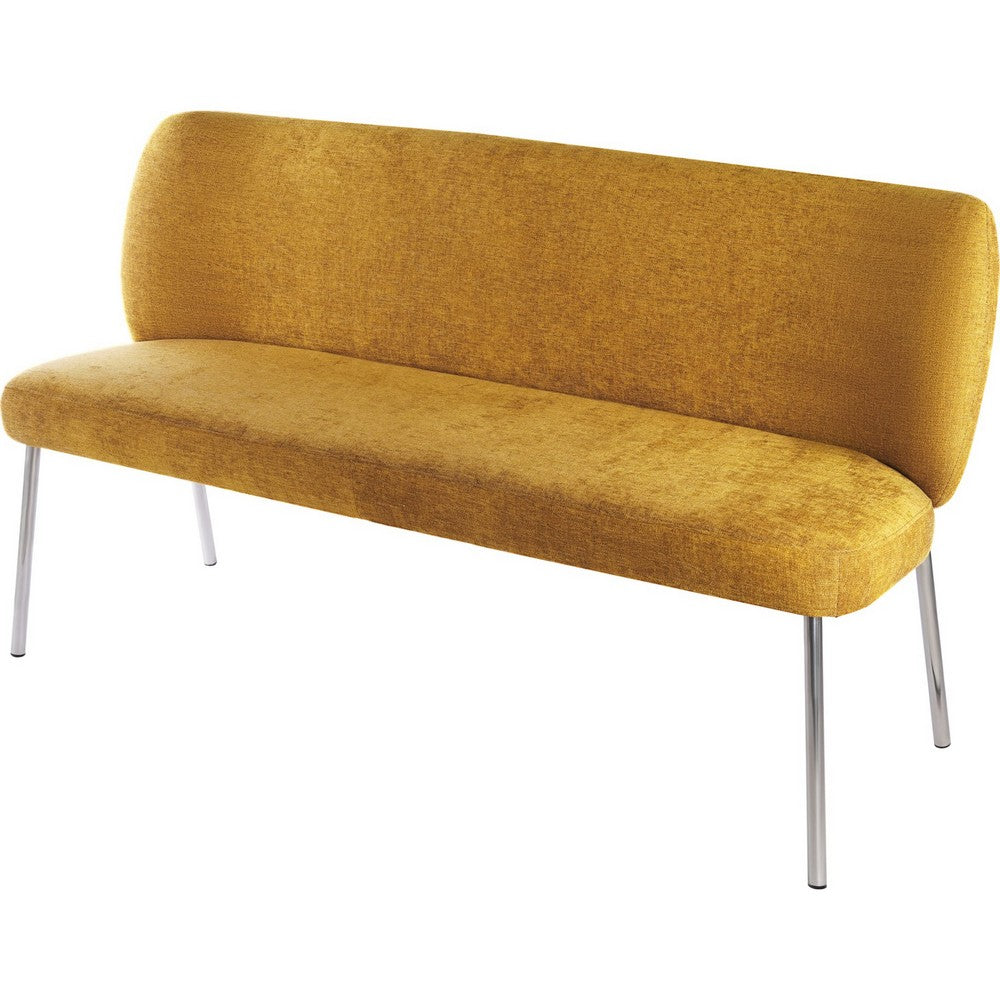Tira Dining Bench | Foam Seat | Pineapple Yellow Chenille | Chrome 60"