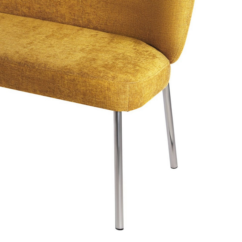 Tira Dining Bench | Foam Seat | Pineapple Yellow Chenille | Chrome 60"