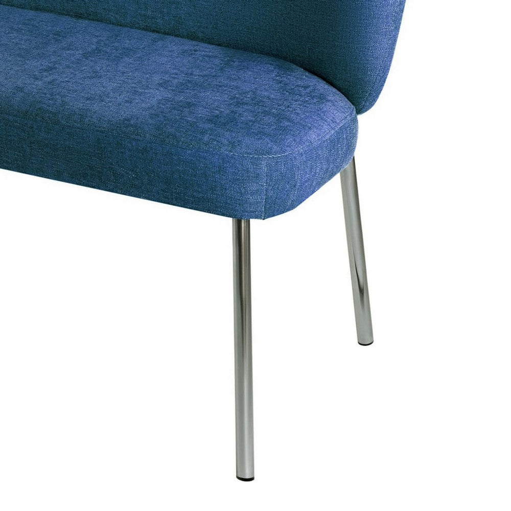 Tira Dining Bench | Foam Seat | Azure Blue Chenille | Chrome Legs 60"