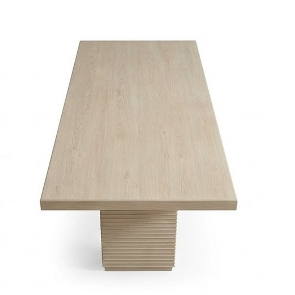 Yushi Rectangular Dining Table | Ribbed Pedestals | Daffodil Brown 84"