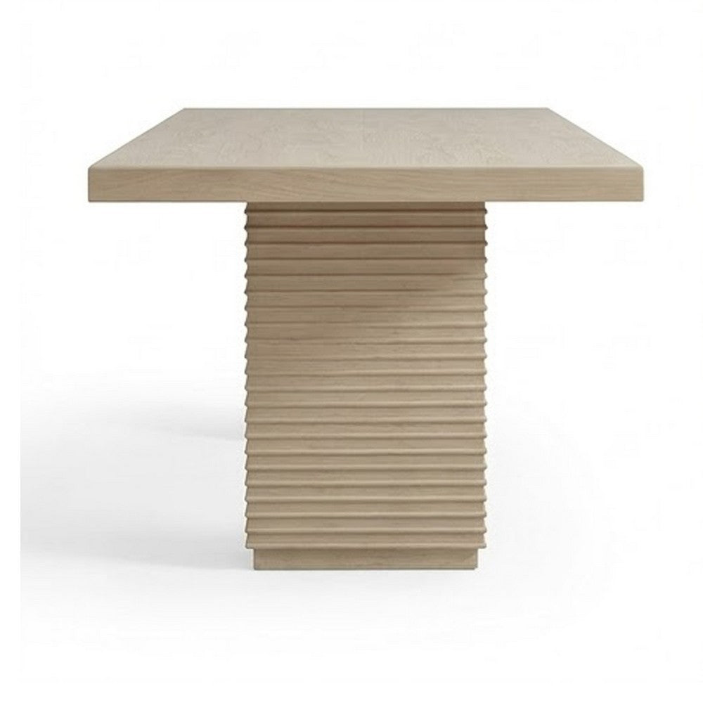 Yushi Rectangular Dining Table | Ribbed Pedestals | Daffodil Brown 84"