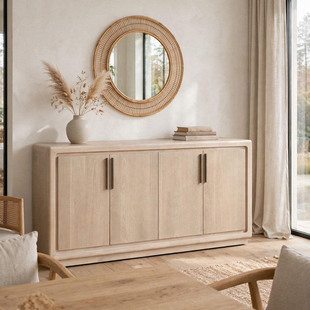 Yushi Sideboard Buffet Cabinet | 4 Adjustable Shelves | Daffodil Brown 68"