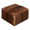 Matty Square Ottoman with Acorn Brown Goat Leather | Sengon Wood | 24"