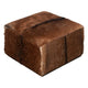 Matty Square Ottoman with Acorn Brown Goat Leather | Sengon Wood | 24"