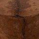 Matty Large Round Ottoman with Acorn Goat Leather | Solid Teak Frame 24"