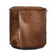 Matty Small Round Ottoman with Acorn Goat Leather | Solid Teak Frame 18"