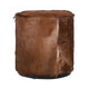 Matty Small Round Ottoman with Acorn Goat Leather | Solid Teak Frame 18"