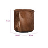 Matty Small Round Ottoman with Acorn Goat Leather | Solid Teak Frame 18"