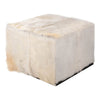 Matty Modern Square Ottoman | Macadamia Goat Leather | Solid Teak Frame 24"