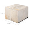 Matty Modern Square Ottoman | Macadamia Goat Leather | Solid Teak Frame 24"