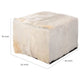 Matty Modern Square Ottoman | Macadamia Goat Leather | Solid Teak Frame 24"