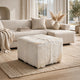 Matty Modern Square Ottoman | Macadamia Goat Leather | Solid Teak Frame 24"