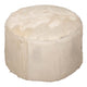 Matty Large Round Ottoman | Macadamia Goat Leather | Solid Teak Frame 24"