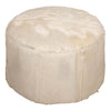 Matty Large Round Ottoman | Macadamia Goat Leather | Solid Teak Frame 24"