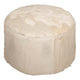 Matty Large Round Ottoman | Macadamia Goat Leather | Solid Teak Frame 24"