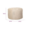 Matty Large Round Ottoman | Macadamia Goat Leather | Solid Teak Frame 24"