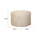 Matty Large Round Ottoman | Macadamia Goat Leather | Solid Teak Frame 24"