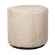 Matty Small Round Ottoman | Macadamia Goat Leather | Solid Teak Frame 18"