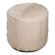 Matty Small Round Ottoman | Macadamia Goat Leather | Solid Teak Frame 18"