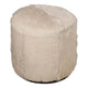 Matty Small Round Ottoman | Macadamia Goat Leather | Solid Teak Frame 18"