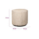 Matty Small Round Ottoman | Macadamia Goat Leather | Solid Teak Frame 18"