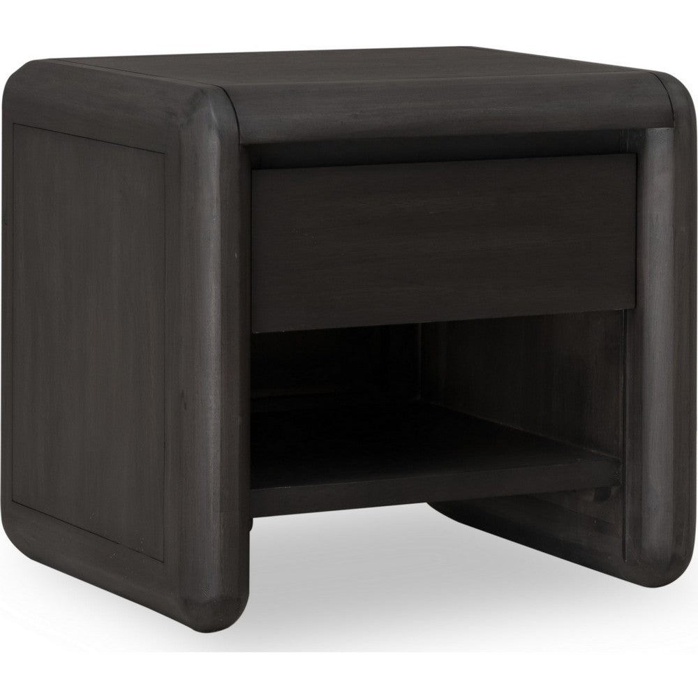 Zanny Nightst& with Drawer & Shelf | Jaguar Black Acacia Wood