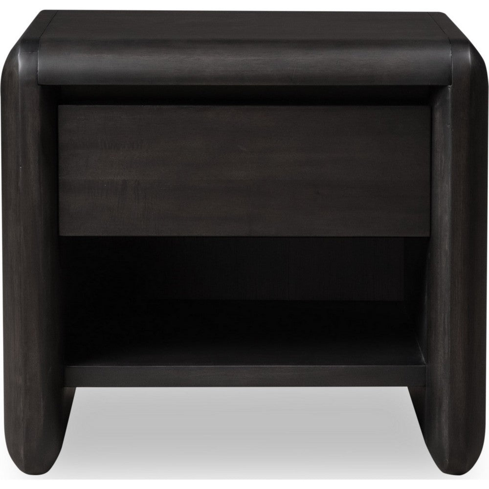 Zanny Nightst& with Drawer & Shelf | Jaguar Black Acacia Wood
