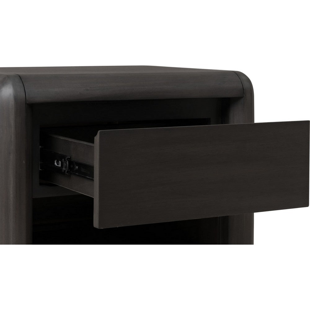 Zanny Nightst& with Drawer & Shelf | Jaguar Black Acacia Wood