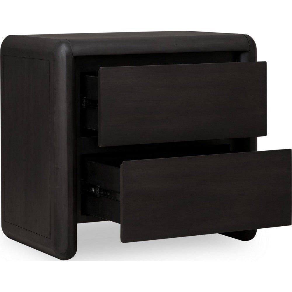 Zanny Nightst& with 2 Drawers | Solid Acacia Wood | Jaguar Black