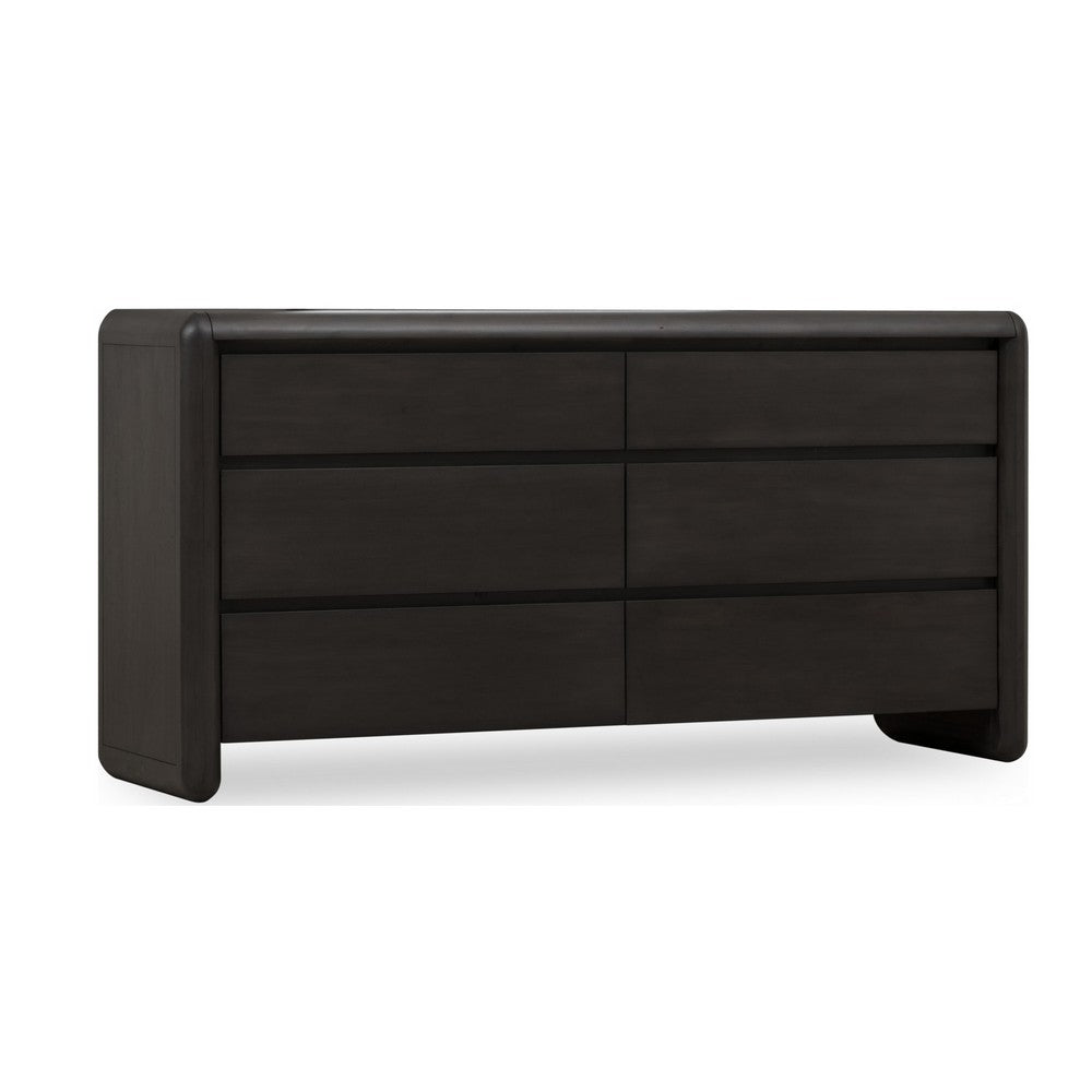 Zanny Wide Dresser with 6 Drawers | Jaguar Black Acacia Wood