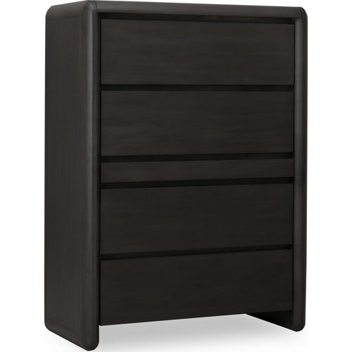 Zanny Tall Dresser Chest with 5 Drawers | Jewelry Tray| Black Acacia Wood